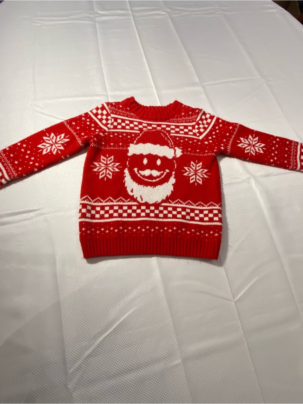 Red & White Santa Face Holiday Sweater kids XSmall
